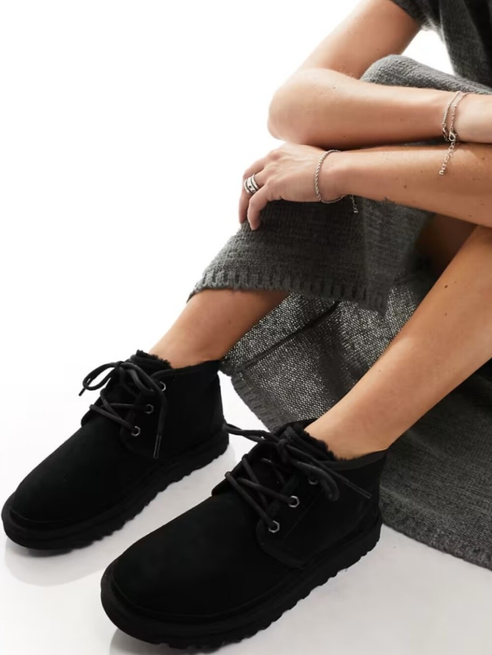 UGG Neumel Black Suede Fur Shoes Wmn's Size 12 Like New MSRP $150
